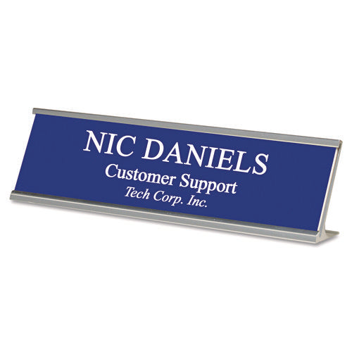 Custom Desk/Counter Sign, 8 x 2, Silver Frame-(USS91301)