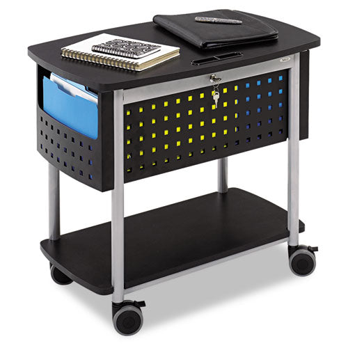 Scoot Mobile File, Metal, 2 Shelves, 2 Bins, 29.75" x 18.75" x 27", Black/Silver-(SAF5370BL)