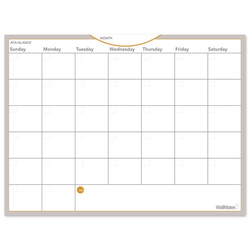 WallMates Self-Adhesive Dry Erase Monthly Planning Surfaces, 24 x 18, White/Gray/Orange Sheets, Undated-(AAGAW502028)