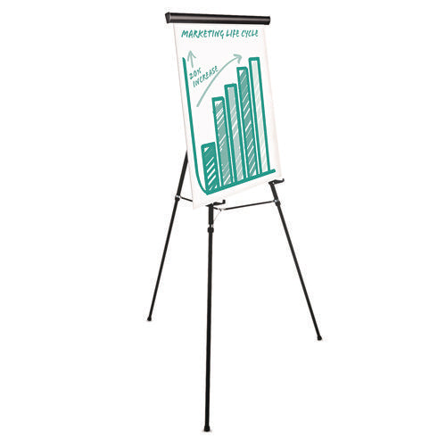 Heavy-Duty Adjustable Presentation Easel, 69" Maximum Height, Metal, Black-(UNV43034)