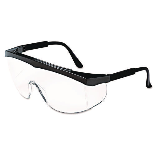 Stratos Safety Glasses, Black Frame, Clear Lens, 12/Box-(CRWSS110BX)