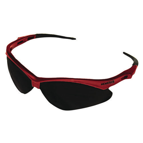 Nemesis Safety Glasses, Red Frame, Smoke Lens-(KCC22611)