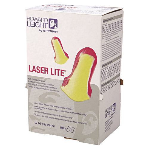 LL-1 D Laser Lite Single-Use Earplugs, Cordless, 32NRR, MA/YW, LS500, 500 Pairs-(HOWLL1D)