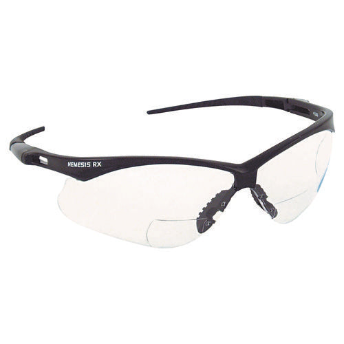 V60 Nemesis Rx Reader Safety Glasses, Black Frame, Clear Lens, +1.5 Diopter Strength-(KCC28621)