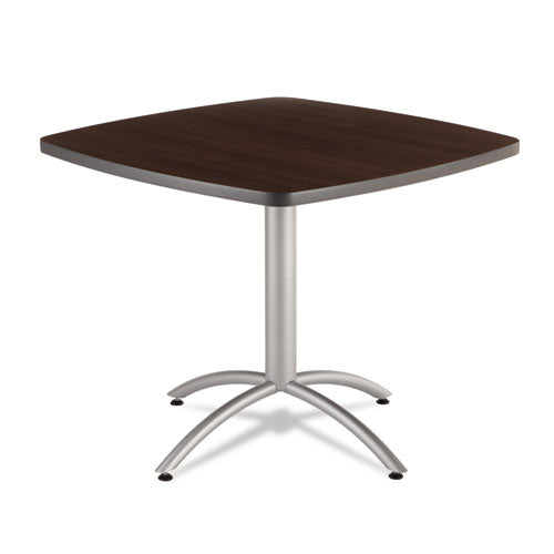 CafeWorks Table, Cafe-Height, Square Top, 36w x 36d x 30h, Walnut/Silver-(ICE65614)