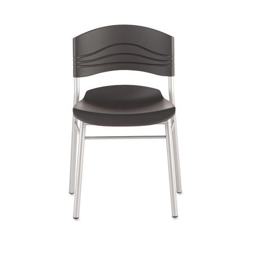 CafeWorks Chair, Supports Up to 225 lb, 18" Seat Height, Graphite Seat/Back, Silver Base, 2/Carton-(ICE64517)