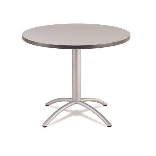CafeWorks Table, Cafe-Height, Round Top, 36" Diameter x 30h, Gray/Silver-(ICE65621)