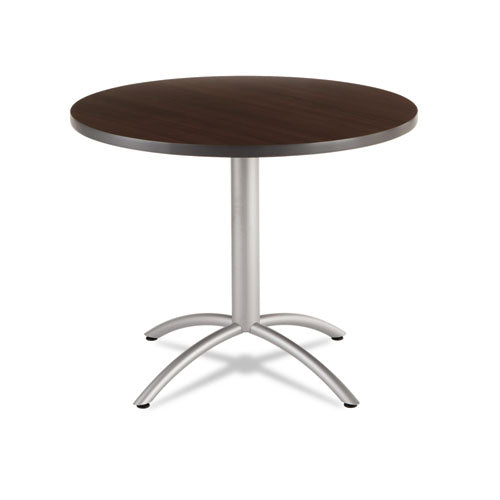 CafeWorks Table, Cafe-Height, Round Top, 36" Diameter x 30h, Walnut/Silver-(ICE65624)