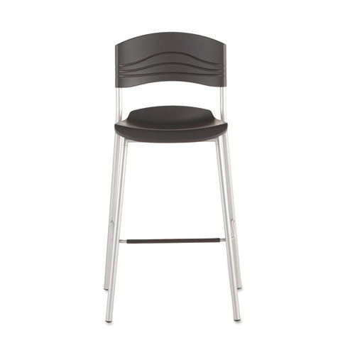 CafeWorks Stool, Supports Up to 225 lb, 30" Seat Height, Graphite Seat, Graphite Back, Silver Base-(ICE64527)