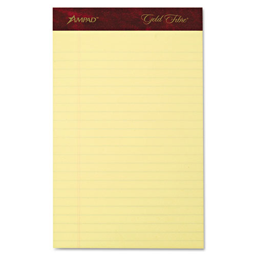 Gold Fibre Writing Pads, Narrow Rule, 50 Canary-Yellow 5 x 8 Sheets, 4/Pack-(TOP20029)