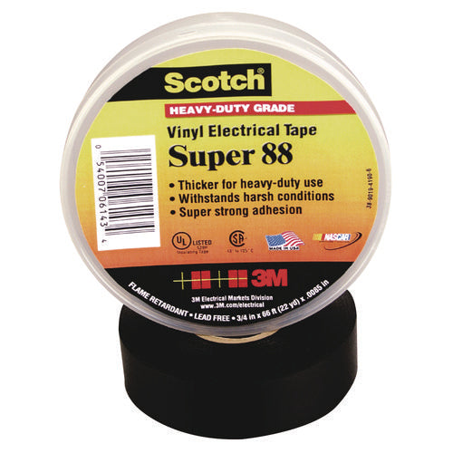 Scotch 88 Super Vinyl Electrical Tape, 0.75" x 66 ft, Black-(MMM06143)