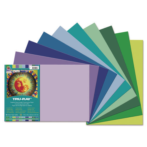 Tru-Ray Construction Paper, 76 lb Text Weight, 12 x 18, Assorted Cool/Warm Colors, 25/Pack-(PAC102943)