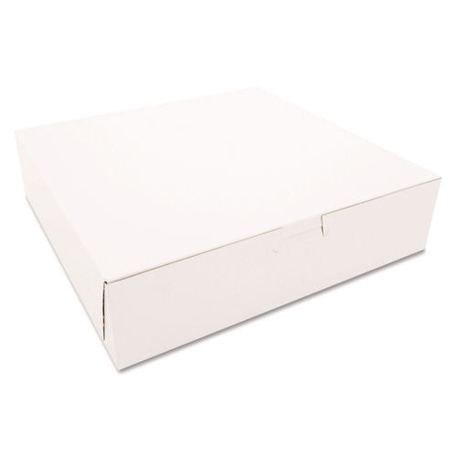 White One-Piece Non-Window Bakery Boxes, 10 x 10 x 2.5, White, Paper, 250/Carton-(SCH0969)