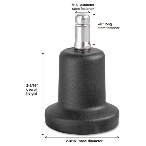 High Profile Bell Glides, Grip Ring Type B Stem, 2.19" x 2.31" Glide, Matte Black, 5/Set-(MAS70175)