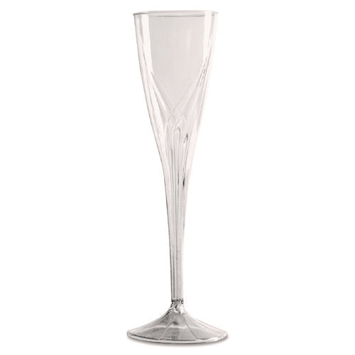 Classicware One-Piece Champagne Flutes, 5 oz, Clear, Plastic, 10/Pack, 10 Packs/Carton-(WNACWSC5)