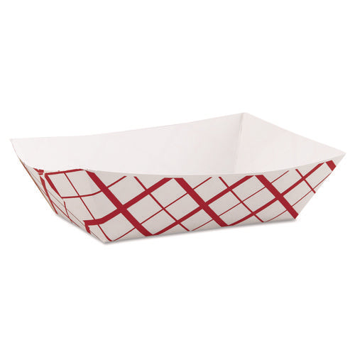 Paper Food Baskets, 3 lb Capacity, 7.2 x 4.95 x 1.94, Red/White, Paper, 500/Carton-(SCH0425)