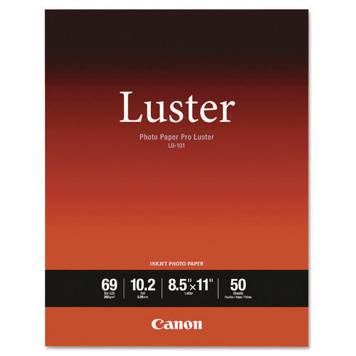 PRO Luster Inkjet Photo Paper, 10.2 mil, 8.5 x 11, Luster White, 50/Pack-(CNM6211B004)