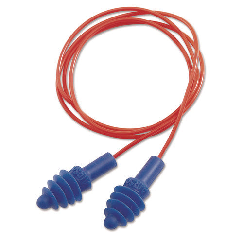 DPAS-30R AirSoft Multiple-Use Earplugs, 27NRR, Red Polycord, Blue, 100/Box-(UVXDPAS30R)