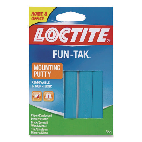Fun-Tak Mounting Putty, Repositionable and Reusable, 6 Strips, 2 oz-(LOC1270884)