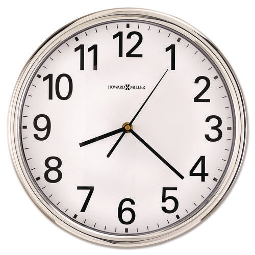 Hamilton Wall Clock, 12" Overall Diameter, Silver Case, 1 AA (sold separately)-(MIL625561)