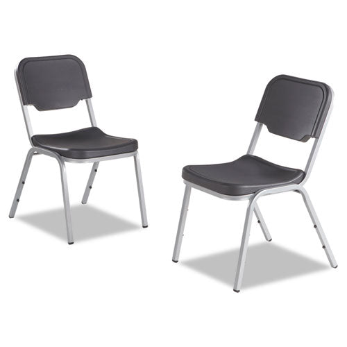 Rough n Ready Stack Chair, Supports Up to 500 lb, 17.5" Seat Height, Black Seat, Black Back, Silver Base, 4/Carton-(ICE64111)