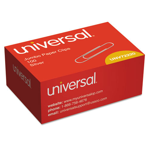 Paper Clips, Jumbo, Smooth, Silver, 100/Box-(UNV72220BX)