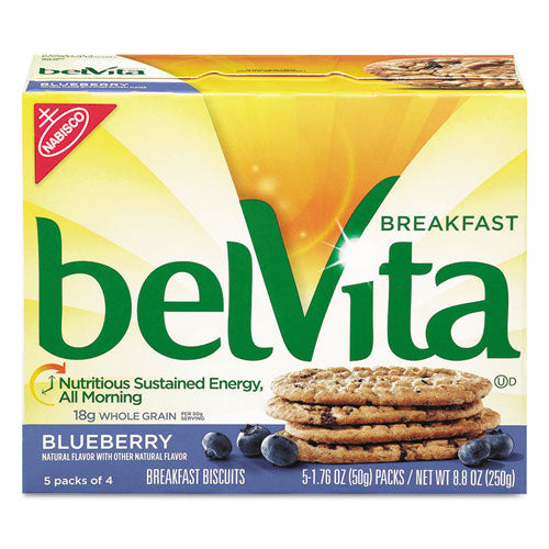 belVita Breakfast Biscuits, 1.76 oz Pack, Blueberry, 64/Carton-(CDB02908)