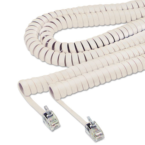 Coiled Phone Cord, Plug/Plug, 25 ft, Beige-(SOF42260)