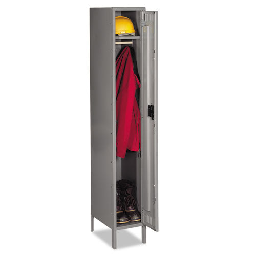 Single-Tier Locker with Legs, One Locker with Hat Shelf and Coat Rod, 12w x 18d x 78h, Medium Gray-(TNNSTS1218721MG)