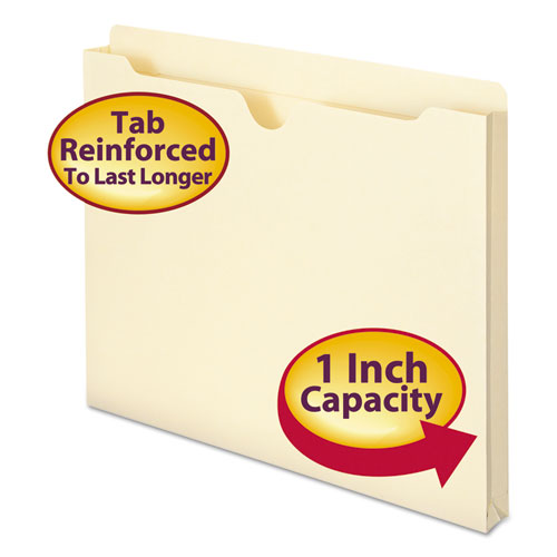 Manila File Jackets, 2-Ply Straight Tab, Letter Size, Manila, 50/Box-(SMD75520)