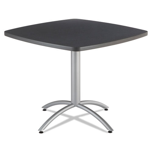 CafeWorks Table, Cafe-Height, Square Top, 36w x 36d x 30h, Graphite Granite/Silver-(ICE65618)