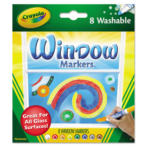 Washable Window FX Marker, Broad Bullet Tip, Assorted Colors, 8/Pack-(CYO588165)