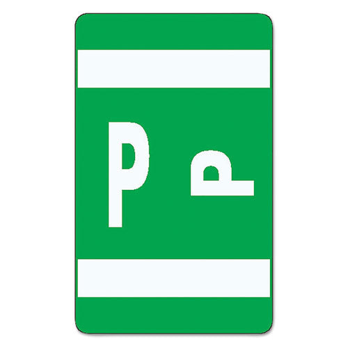 AlphaZ Color-Coded Second Letter Alphabetical Labels, P, 1 x 1.63, Dark Green, 10/Sheet, 10 Sheets/Pack-(SMD67186)