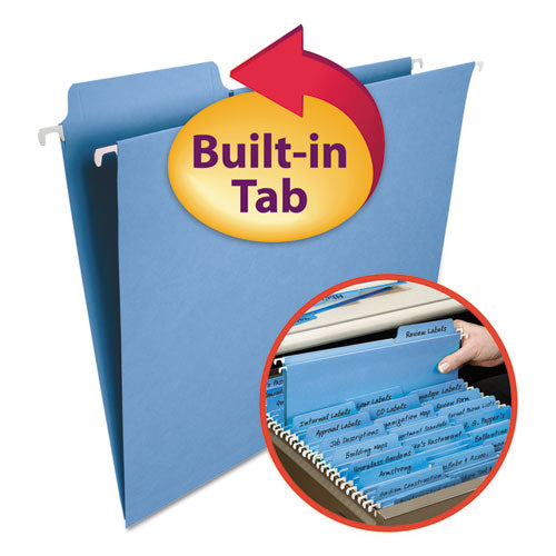 FasTab Hanging Folders, Letter Size, 1/3-Cut Tabs, Blue, 20/Box-(SMD64099)