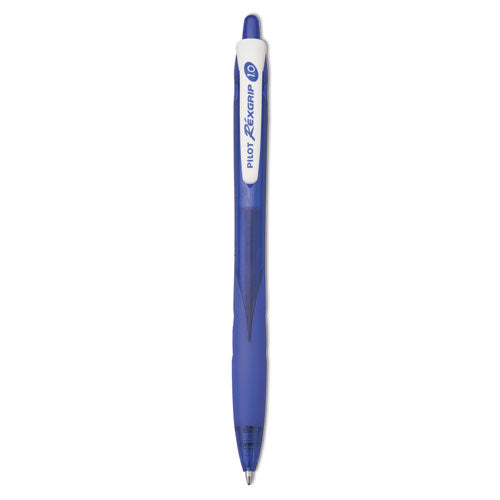 RexGrip BeGreen Ballpoint Pen, Retractable, Medium 1 mm, Blue Ink, Blue Barrel, Dozen-(PIL32371)