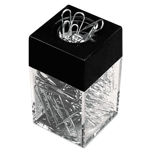 Paper Clips with (1) Magnetic-Top Desktop Dispenser, #2, Smooth, Silver, 100 Clips/Pack, 12 Packs/Box-(UNV72211)