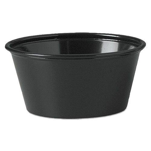 Polystyrene Portion Cups, 3.25 oz, Black, 250/Bag, 10 Bags/Carton-(DCCP325BLK)