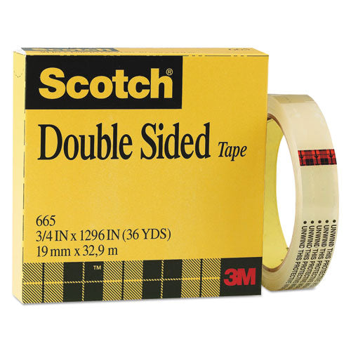 Double-Sided Tape, 3" Core, 0.75" x 36 yds, Clear-(MMM665341296)