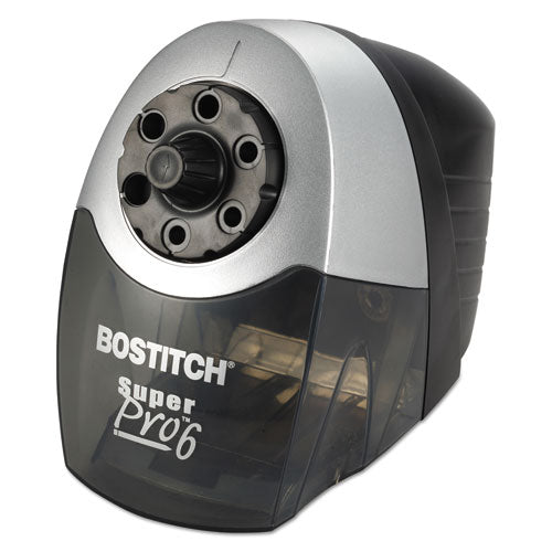 Super Pro 6 Commercial Electric Pencil Sharpener, AC-Powered, 6.13 x 10.69 x 9, Gray/Black-(BOSEPS12HC)