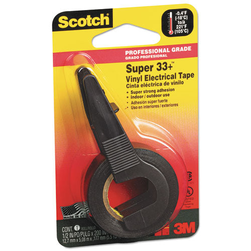 Super 33+ Vinyl Electrical Tape with Dispenser, 1" Core, 0.5" x 5.5 yds, Black-(MMM194NA)