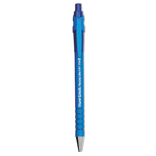 FlexGrip Ultra Ballpoint Pen, Retractable, Fine 0.8 mm, Blue Ink, Black/Blue Barrel, Dozen-(PAP9560131)