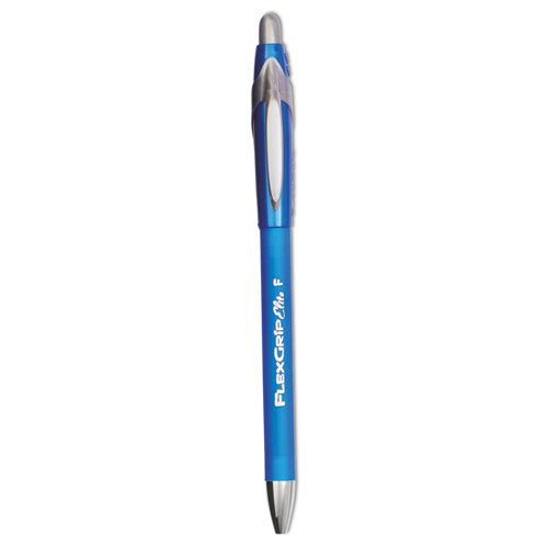 FlexGrip Elite Ballpoint Pen, Retractable, Fine 0.8 mm, Blue Ink, Blue Barrel, Dozen-(PAP85583)