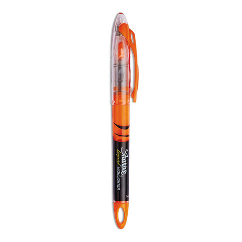 Liquid Pen Style Highlighters, Fluorescent Orange Ink, Chisel Tip, Orange/Black/Clear Barrel, Dozen-(SAN1754466)