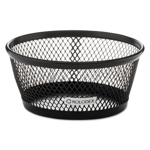 Mesh Jumbo Nestable Paper Clip Dish, Wire Mesh, 4.3" Diameter x 2"h, Black-(ROL62562)