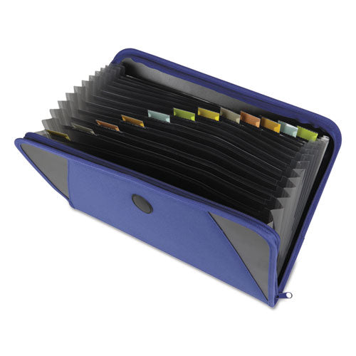 Expanding File with Zipper Closure, 2" Expansion, 13 Sections, Zipper Closure, 1/12-Cut Tabs, Letter Size, Blue-(CLI48105)