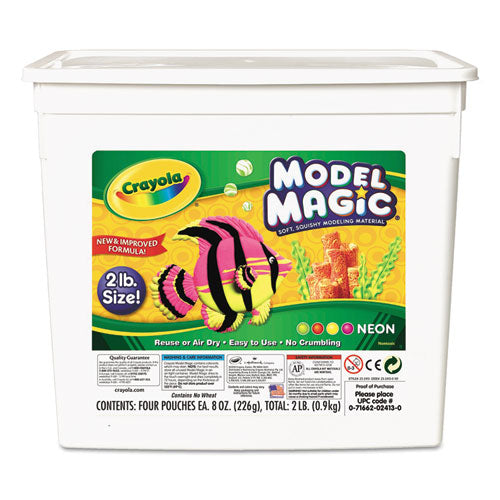 Model Magic Modeling Compound, 8 oz Packs, Assorted Neon Colors, 4 Packs/Box-(CYO232413)