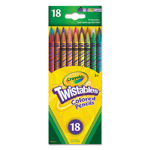 Twistables Colored Pencils, 2 mm, 2B (#1), Assorted Lead/Barrel Colors, 18/Pack-(CYO687418)
