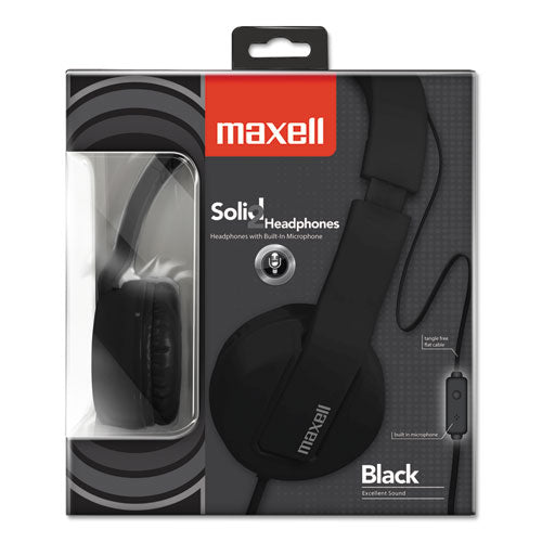 Solids Headphones, 5 ft Cord, Black-(MAX290103)