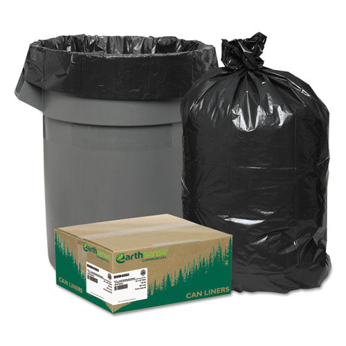Linear Low Density Recycled Can Liners, 33 gal, 1.65 mil, 33" x 39", Black, 10 Bags/Roll, 10 Rolls/Carton-(WBIRNW4060)