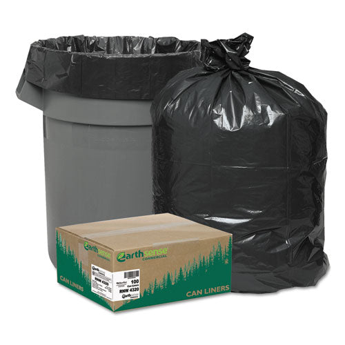 Linear Low Density Recycled Can Liners, 56 gal, 2 mil, 43" x 47", Black, 10 Bags/Roll, 10 Rolls/Carton-(WBIRNW4320)
